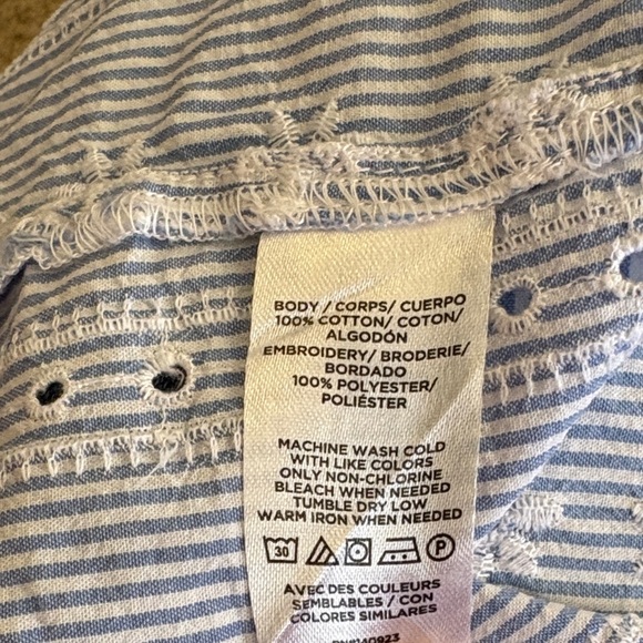 LOFT Light Blue and White Embroidered Top - Picture 3 of 3